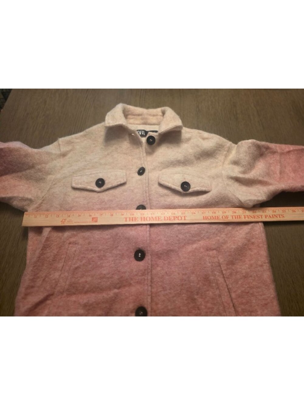 Zara Pink Beige Ombre Button Front Shacket size M EUC - Picture 5 of 7
